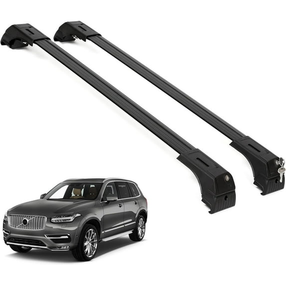 ERKUL Roof Rack Cross Bars for Volvo XC90 2016-2025 | Aluminum Crossbars with Anti Theft Lock for Rooftop | Compatible with Flush Rails - Black