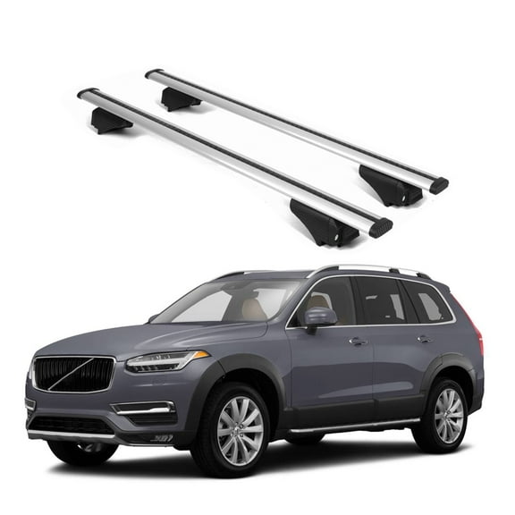 ERKUL Roof Rack Cross Bars for Volvo XC90 2016-2025 | Aluminum Crossbars with Anti Theft Lock for Rooftop | Compatible with Raised Rails - Silver