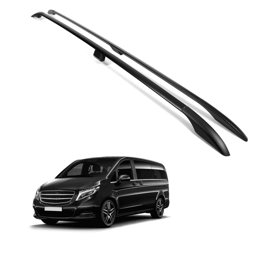 ERKUL Roof Side Rails for Mercedes Benz Metris Short Wheelbase 2014-2023 | All Weather Roof Rack Aluminum Side Rail for Rooftop Luggage Carrier, Canoe, Ski, Snowboard | Black