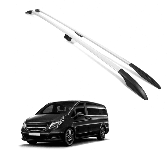 ERKUL Roof Side Rails for Mercedes Benz Metris Short Wheelbase 2014-2023 | All Weather Roof Rack Aluminum Side Rail for Rooftop Luggage Carrier, Canoe, Ski, Snowboard | Silver