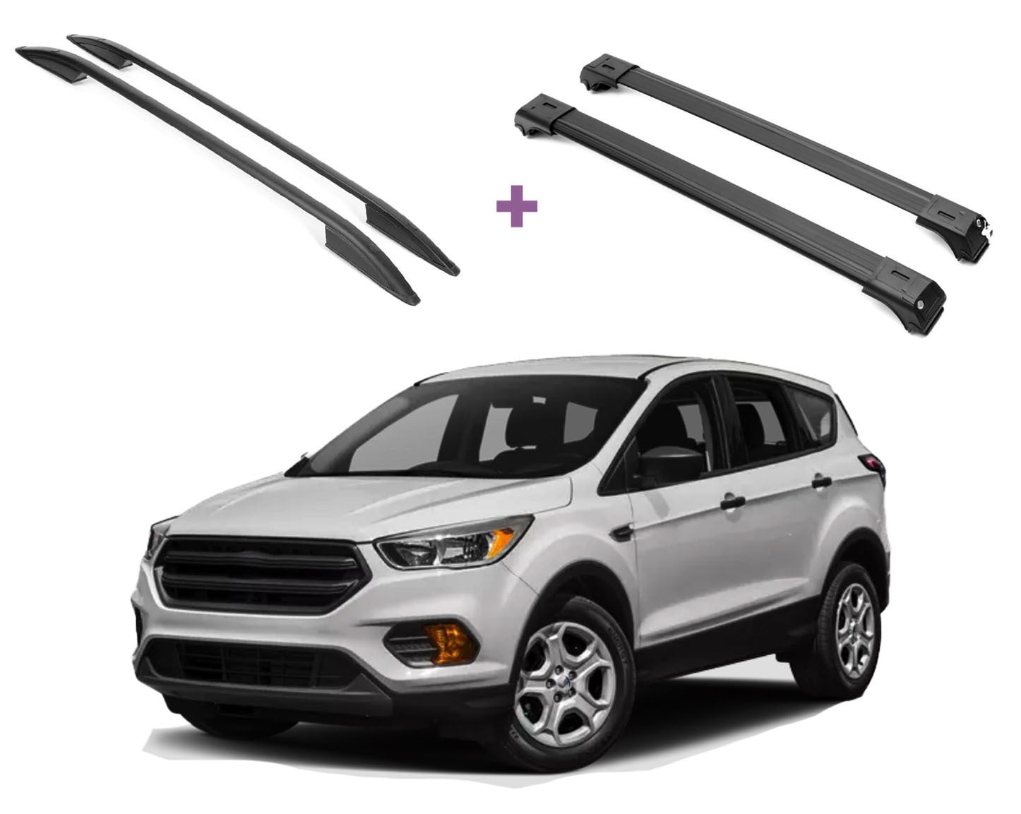 ERKUL Set of Roof Side Rails Rack + Cross Bars for Ford Escape 2013