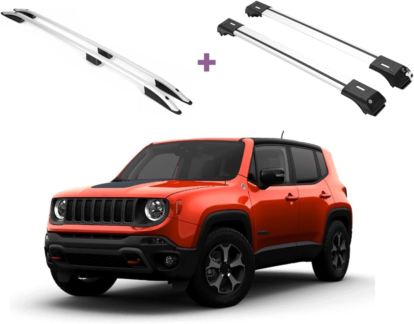 ERKUL Set of Roof Side Rails Rack + Cross Bars for Jeep Renegade 2015-2024| Complete Roof Rack System,Enhanced Cargo | Rooftop Luggage Carrier,Kayak,Canoe,Ski | Designed for Bare Roofs | Silver