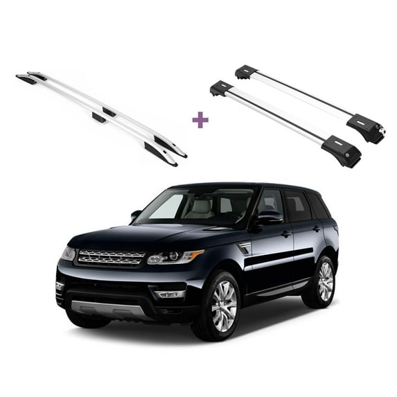 ERKUL Set of Roof Side Rails Rack + Cross Bars for Range Rover Sport 2014-2022 | Complete Roof Rack System | Rooftop Luggage Carrier, Kayak, Canoe, Ski | for Bare Roofs | Silver