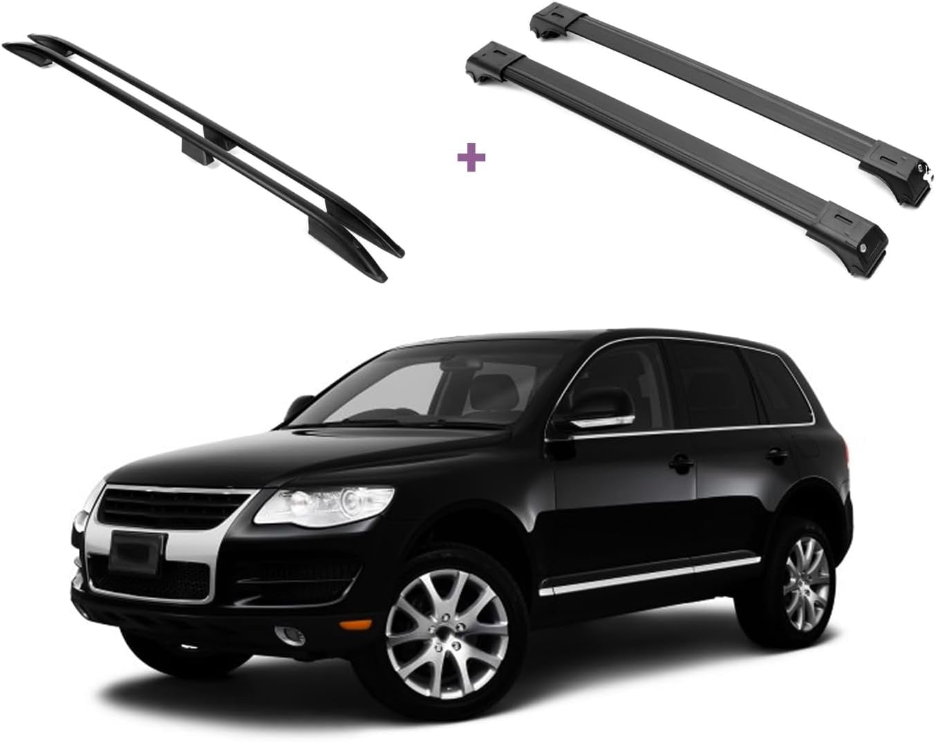 ERKUL Set of Roof Side Rails Rack + Cross Bars for Volkswagen Touareg ...