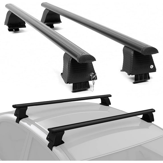 ERKUL Universal Roof Rack Cross Bars for Naked Roofs - 47" Adjustable Window Frame Crossbars for Cars Without Rails | Bare Roof Rack System Compatible with Most Sedan & SUV Models | Black