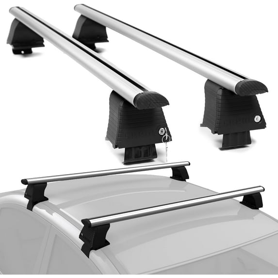 ERKUL Universal Roof Rack Cross Bars for Naked Roofs - 53" Adjustable Window Frame Crossbars for Cars Without Rails | Bare Roof Rack System Compatible with Most Sedan, SUV & Pickup Models | Silver