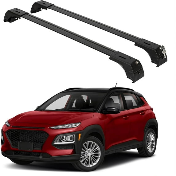 ERKUL Upgraded Roof Rack Cross Bars for Hyundai Kona 2018-2023 | Aluminum Crossbars with Anti Theft Lock for Rooftop | Compatible with Flush Rails - Black