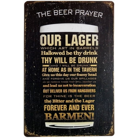 ERLOOD The Beer Prayer Tin Signs Vintage Retro Metal Bar Pub Poster Wall Plaque 12X 8