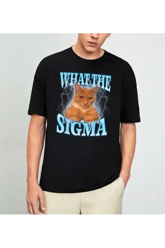 ERM, What The Sigma Meme Cat Ironic Brainrot Y2K T-Shirt Size S-4XL