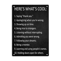 ERMUHEY Here's What's Cool - Motivational Quotes Sign Metal Tin Signs, Great Inspirational to Teach Respect Poster for Home Office Cafes Pub Wall Decor Plaque Sign 12x8 Inch