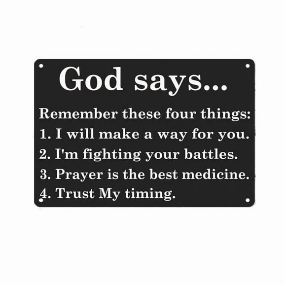 ERMUHEY God Says - Remember These Four Things Sign Metal Tin Signs, Christian Inspirational Quote Poster for Home Office Bedroom Restaurant Garage Cafes Pub Wall Decor Plaque Sign 12x8 Inch