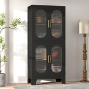 ERO Metal Kitchen Pantry Hutch Storage Cabinet with Acrylic doors And Adjustable Shelves