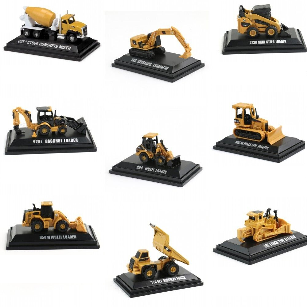 Modellino In Scala 1/160 Betoniera CAT Con Escavatore E Trattore - Set Mini Cantieri In Lega