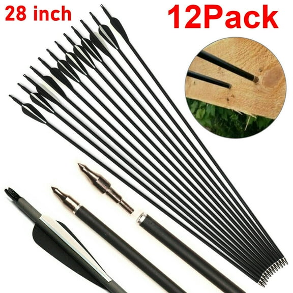 EROCK 12PCS 30" Carbon Arrows Archery 7.8mm SP500 For Compound & Recurve Bows Outdoor