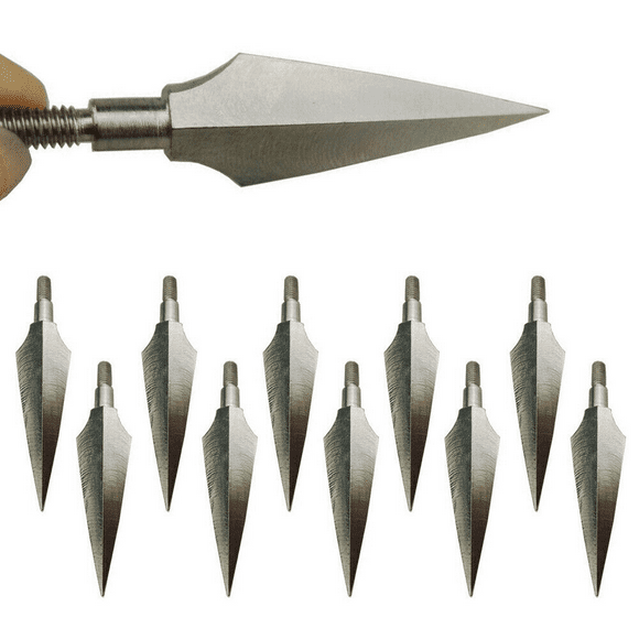 EROCK 12Pcs 150gr Arrowheads Hunting Tips Screw Points Crossbow Bow Arrow Broadheads Silver