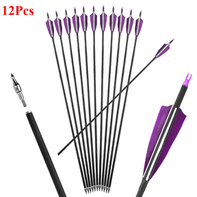 EROCK 12Pcs 30" Hunting Turkey Feather Carbon Arrows Archery For Compound/Recurve Bow