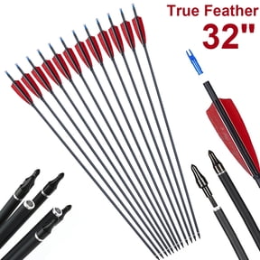 EROCK 12Pcs 32 Carbon Arrows Spine 500 Turkey Feather Archery For Compound&Recurve Bow