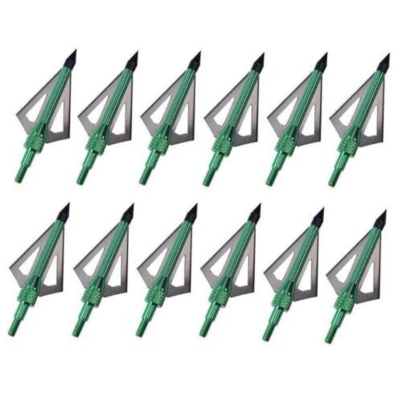EROCK 12pcs Hunting Broadheads 100 Grain 3 Blade Broad Arrow Heads Arrows Screw Tips