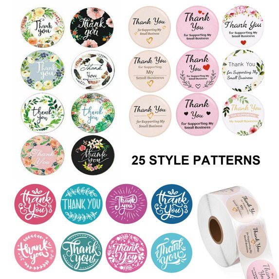 EROCK 1500Pcs 1.5" Thank You Stickers Thank You For Supporting Small Business Labels A+B+C