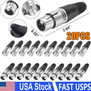 20-Piece XLR Connector Set: 10 Male & 10 Female 3-Pin Solder Type Plugs (Audio)