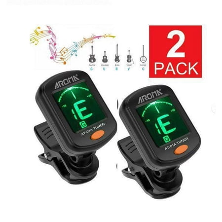 EROCK 2pcs MINI Digital Chromatic LCD Clip-On Electric Tuner for Bass, Guitar, Ukulele, Violin