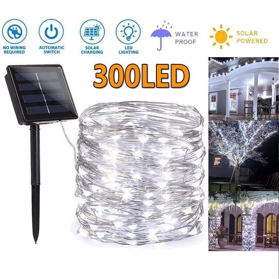 EROCK 300 Outdoor Decor Light LED Solar Fairy String Lights Garden Christmas Lamp