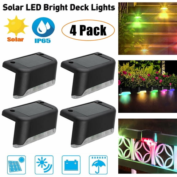 EROCK 4 PACK Solar Bright LED Deck Lights For Outdoor Garden Stairs Step Fence Lamps