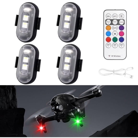EROCK 4PCS LED Strobe Lights Wireless RGB with Remote Control, 8 Colors USB Charing
