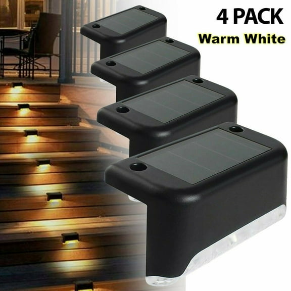 EROCK 4Pcs Solar Outdoor Deck Lights, Auto On/Off Solar Step Lights Outdoor Waterproof Led Solar Lamp Garden Decorative Lighting for Stairs, Outdoor Pathway, Patio, Yard, Fences and Driveway
