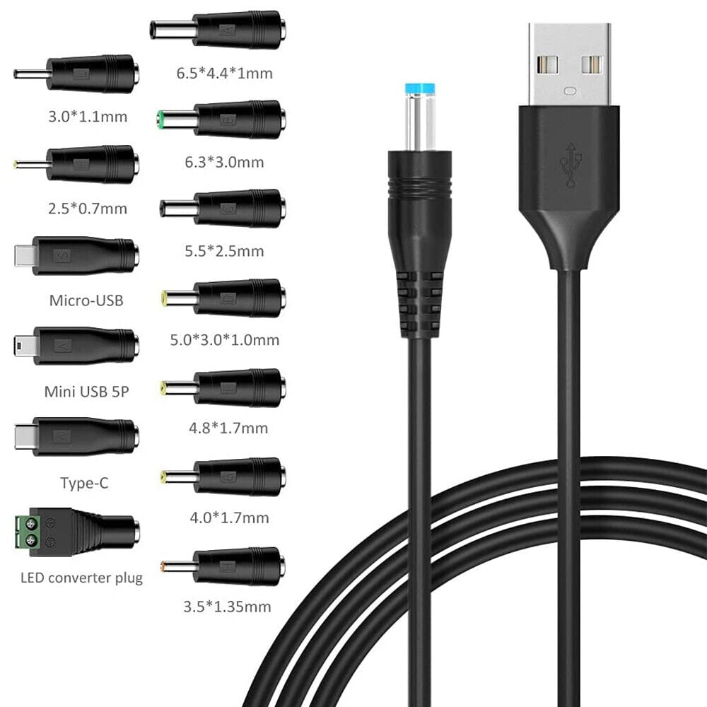 EROCK 5V Universal DC Power Cable USB to DC 5.5x2.1mm Charging Cord