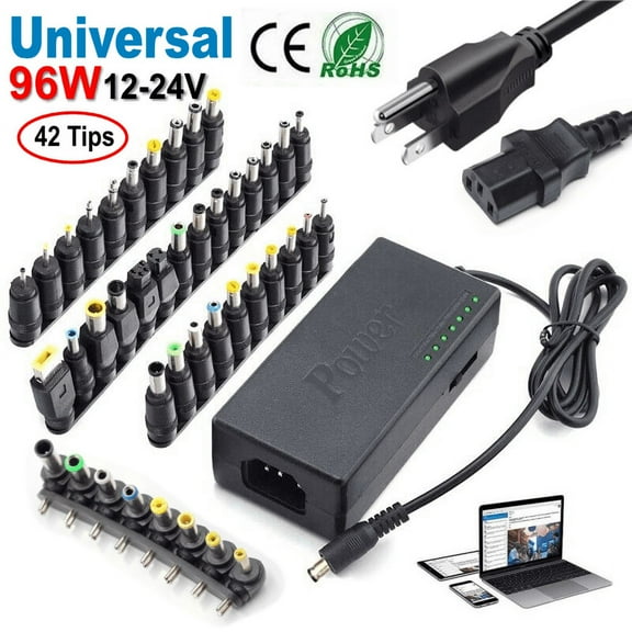 EROCK 96W Universal Power Supply Charger for Laptop & Notebook 12-24V Power w/ 42 Tips