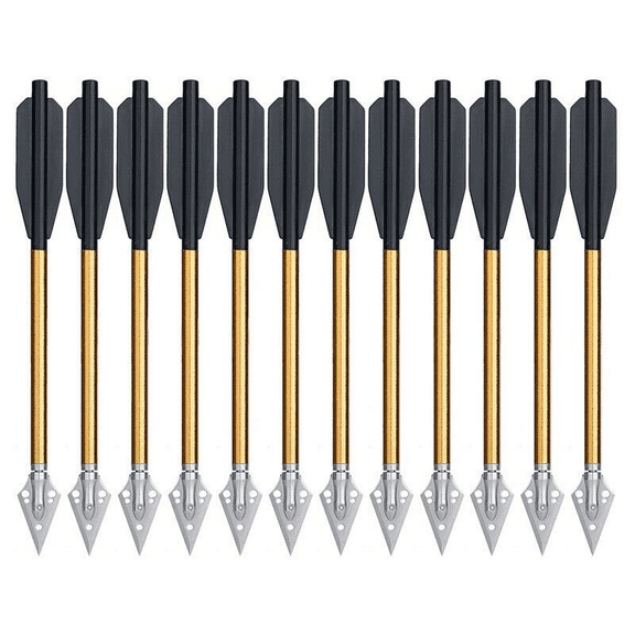 EROCK Aluminium Crossbow Bolts Arrows 6.5" Steel Broadhead Tips Hunting Arrows for 50-80lbs Mini Crossbow Archery Pistol - Fishing Hunting Target Practice-12pcs