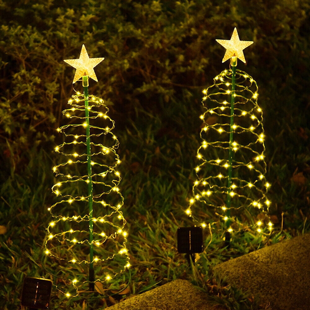 EROCK Christmas Tree Lights Solar 70 LED Lighted Tree Spiral Garden ...