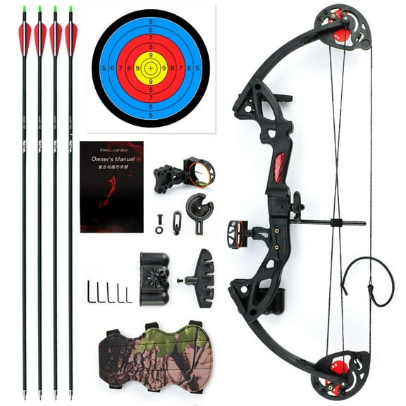 EROCK Compound Bow Kit W/4pcs Arrows Right Hand Target Practice Hunting Youth 15-29lbs