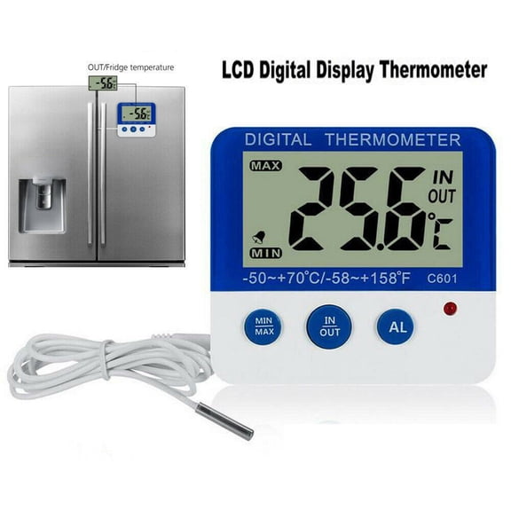 EROCK Digital Fridge Freezer Thermometer With Temperature Warning Alarm Max Min /