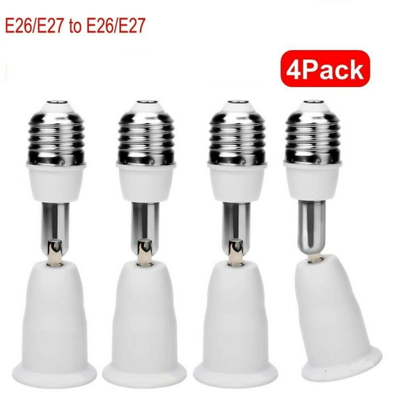 EROCK E26/E27 4 Pack Light Socket Extender 4.5 Inch Extension Adjustable Vertical 90