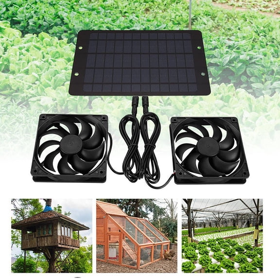 EROCK New 12V 10W Solar Powered Fan Waterproof Dual Exhaust Fan For Camping Greenhouse