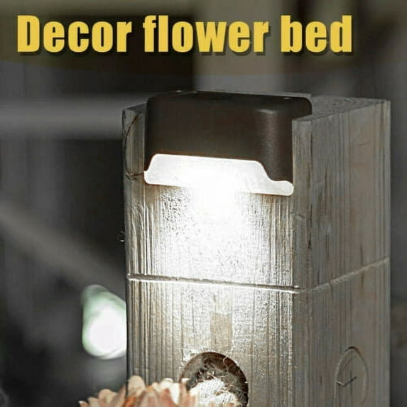 EROCK Solar LED Bright Deck Lights Outdoor Garden Patio Railing Decks Path Light,Cool white, 4PCS,Brown