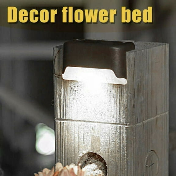 EROCK Solar LED Bright Deck Lights Outdoor Garden Patio Railing Decks Path Light,Cool white, 4PCS,Brown