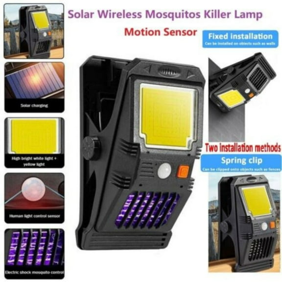EROCK Solar Powered Mosquito Killer Zapper UV COB Light Bug Insect Fly Trap Lamp