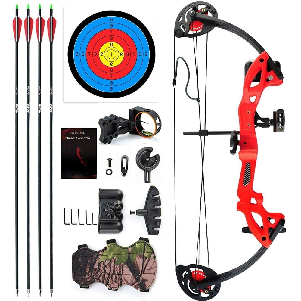 EROCK Teens Compound Right Hand Bow Archery Arrow Kit W/30" Target Hunting Set 15-29lbs