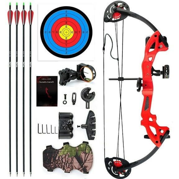 EROCK Teens Compound Right Hand Bow Archery Arrow Kit W/30" Target Hunting Set 15-29lbs