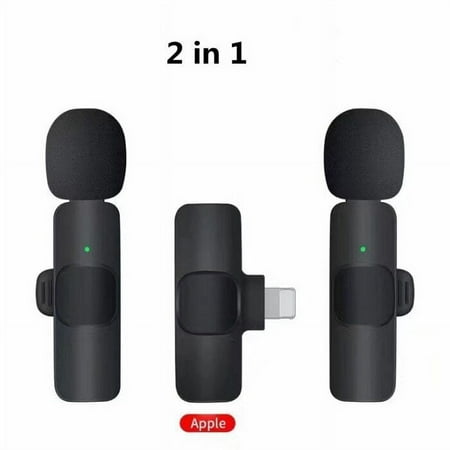 EROCK Wireless Lavalier Microphone Audio Video Recording Mini Mic for iPhone IOS 2 in 1