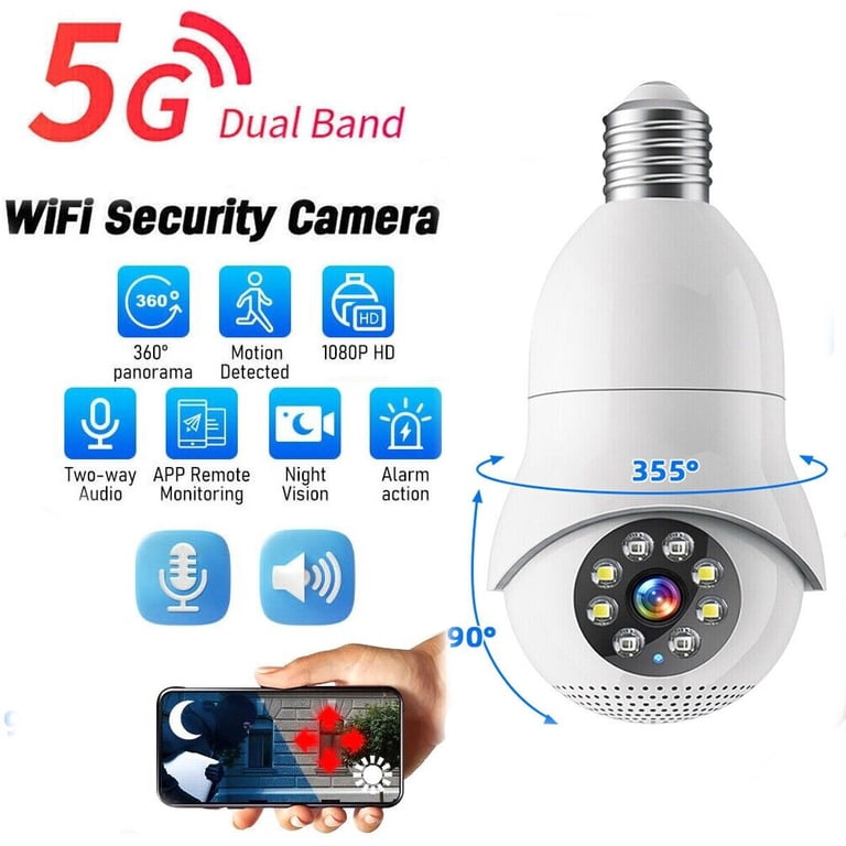 360° Bulb Camera,1080P Smart Home Surveillance,E27 Bulb Camera,Wireless Wifi Security Camera,Two-Way Audio, Motion Detection