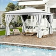 thumbnail image 1 of Erommy 10'x13' Canopy Gazebo,Double Roofs Metal Frame Gazebo With Privacy Curtains for Backyard,Deck,Garden,White, 1 of 9