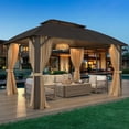 thumbnail image 1 of EROMMY  10' x 13' Gazebo, Hardtop Gazebo with Arc Galvanized Steel Double Roof, Aluminum Frame, Curtain and Netting for Patios, Decks and Backyard, 1 of 9