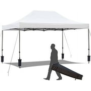 Erommy 10' x 15' Heavy Duty Outdoor Canopy, Easy up Canopy Tent for Parties with Roller Bag, 4 Sand Bags,White