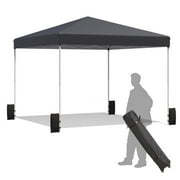 Erommy 10x10 ft Pop Up Canopy Tent, Easy Up Outdoor Canopy with Wheeled Bag, 4 Sand Bags, 4 Ropes and 8 Spikes,Black