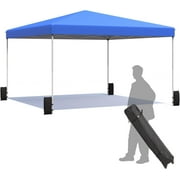 Erommy 10x10 ft Pop Up Canopy, Easy up Outdoor Canopy Tents for outside with Wheeled Bag, 4 Sand Bags,Blue