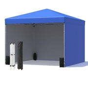 EROMMY 10x10 Pop Up Canopy Tent with 3 Sidewall, Portable Shelter Gazebo, Easy Outdoor Sun Shade for Events, Parties and Camping (Blue)